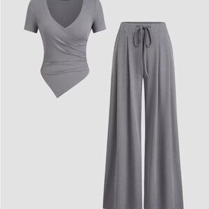 Cider Ruched Top & Knot Waist Pants Set